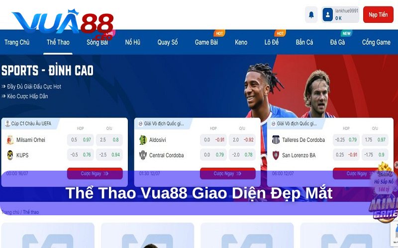 Thể thao Vua88 giao diện ấn tượng